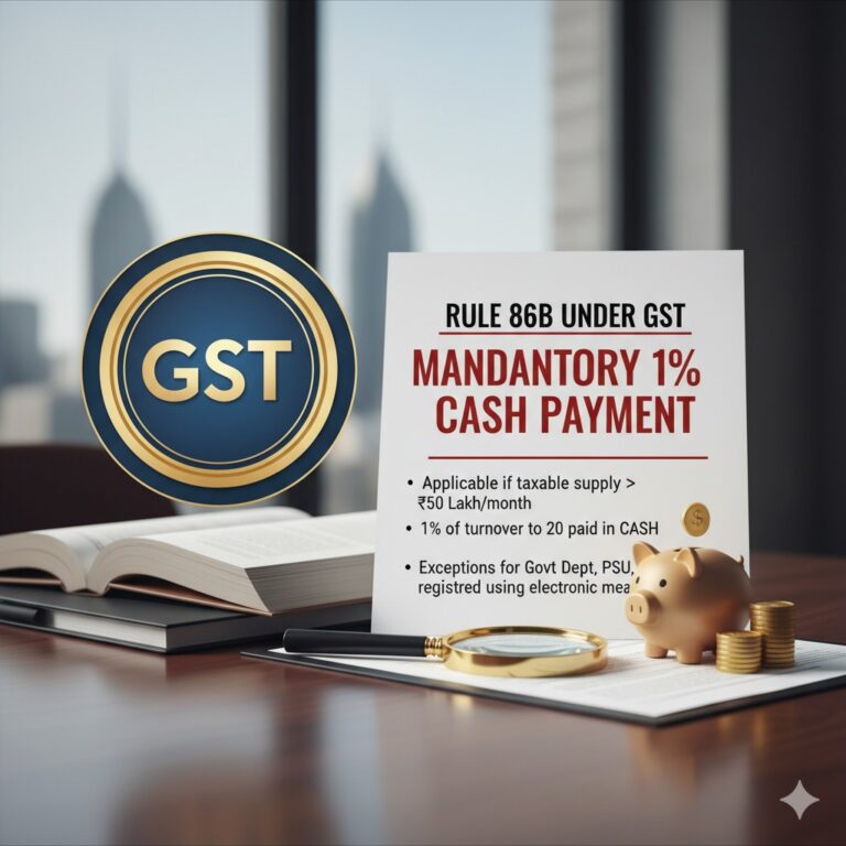 Rule 86B under GST – Mandatory 1% Cash Payment Explained